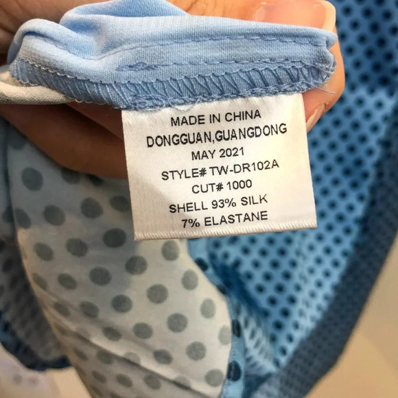 NEW The Westside 100% Silk Polka Dot Blue Silk Wrap Spaghetti Strap Midi Dress M - Picture 10 of 10